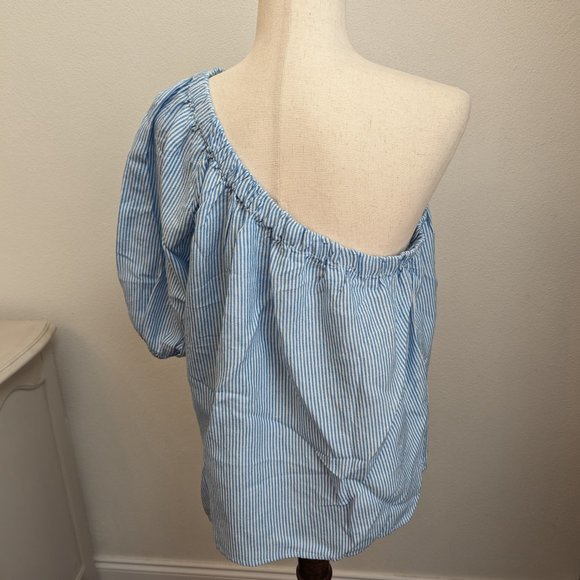 LOFT Striped One Shoulder Blouse - Picture 8 of 9
